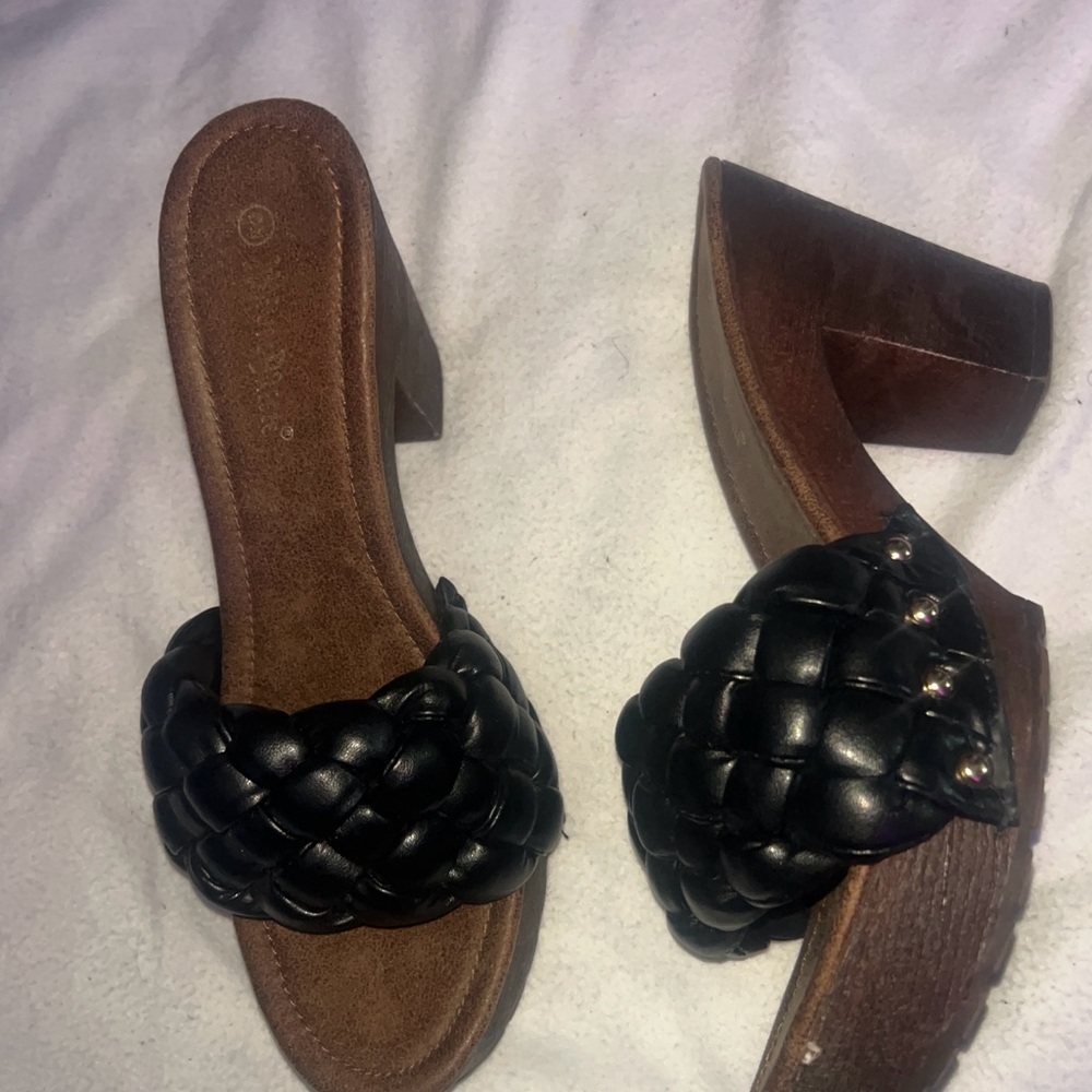 Nature Breeze Black Braided Mules
